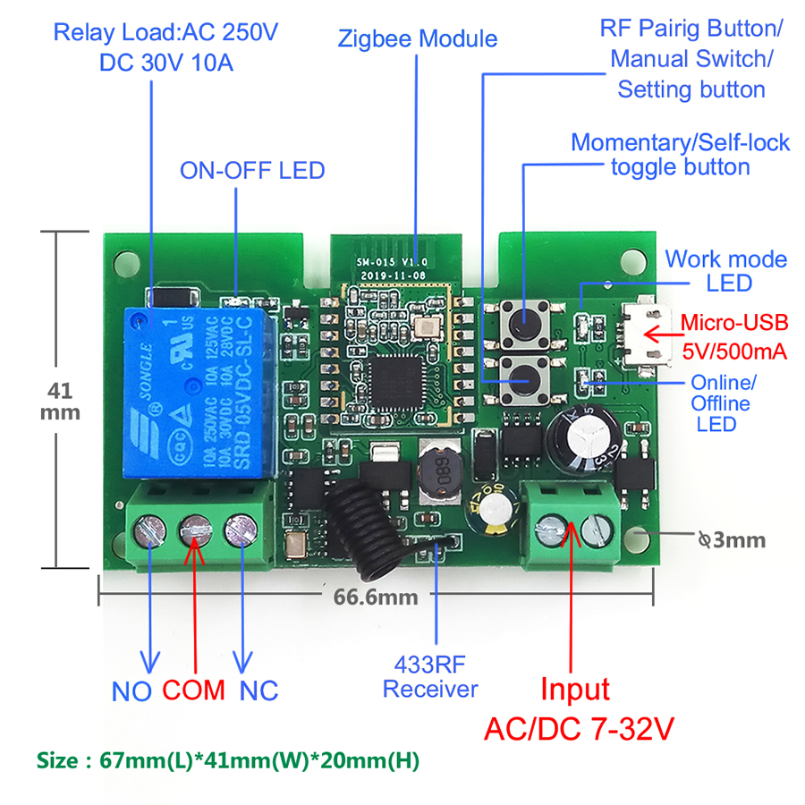 EACHEN Zigbee inching relay modules (eWelink/Tuya smart life APP) -  EACHEN-DIY YOUR SMART HOME